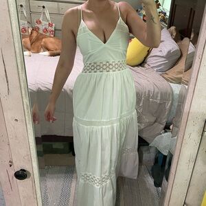 Zara White Lace detail Maxi dress